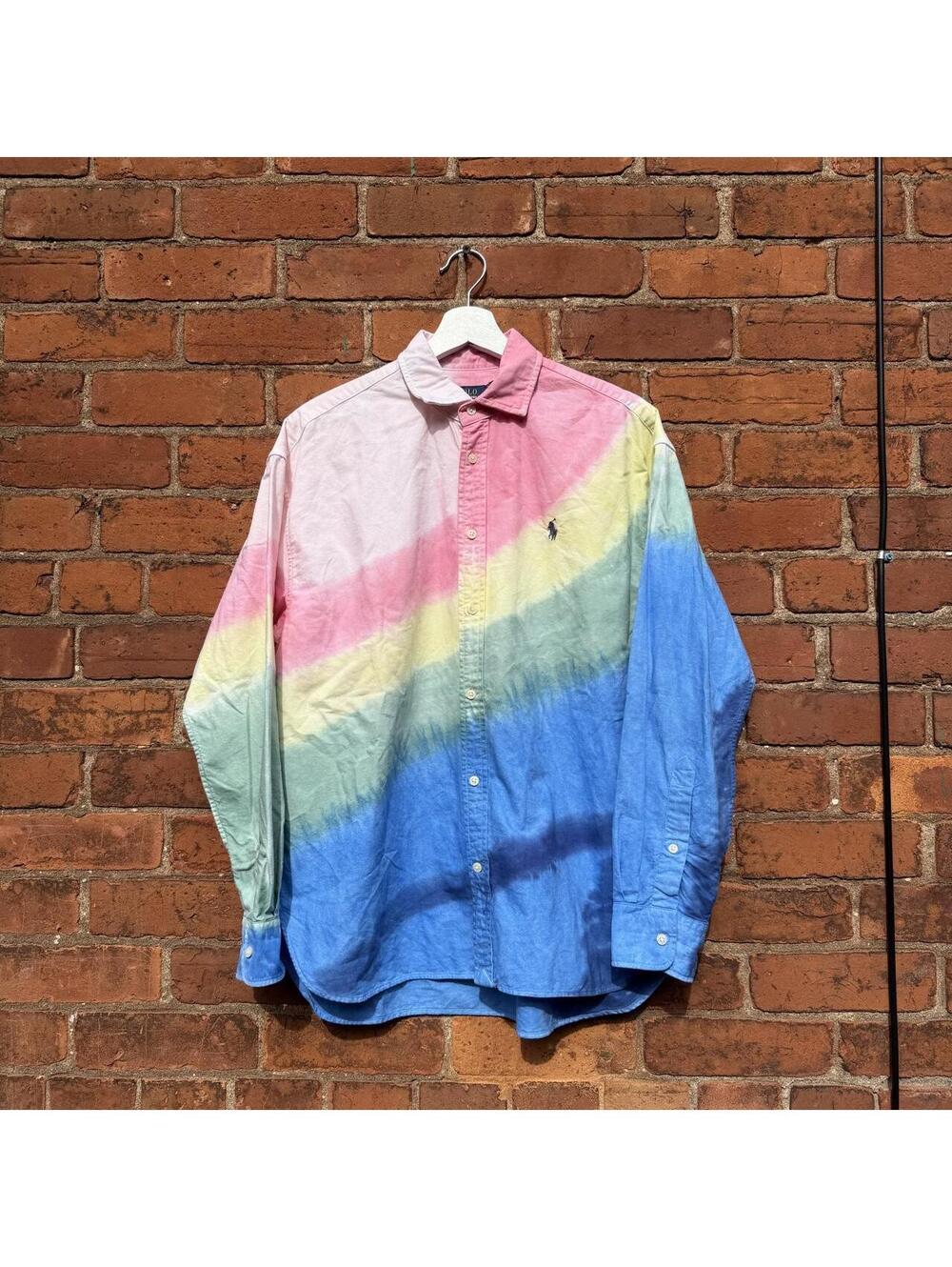 Polo Ralph Lauren rainbow tie dye button up polo shirt 12